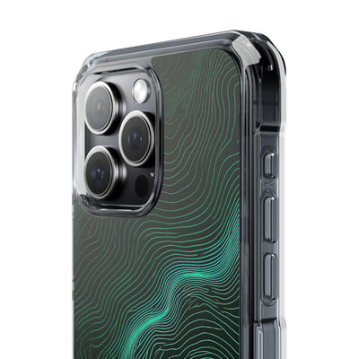 Emerald Topo Ridge · Clear Impact Magnetic Phone Case for iPhone · Green