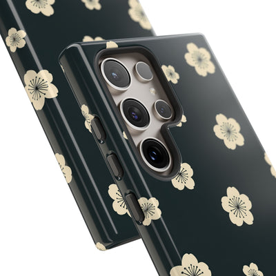 Teal Tough Phone Case for Samsung - Obsidian Cream Petals