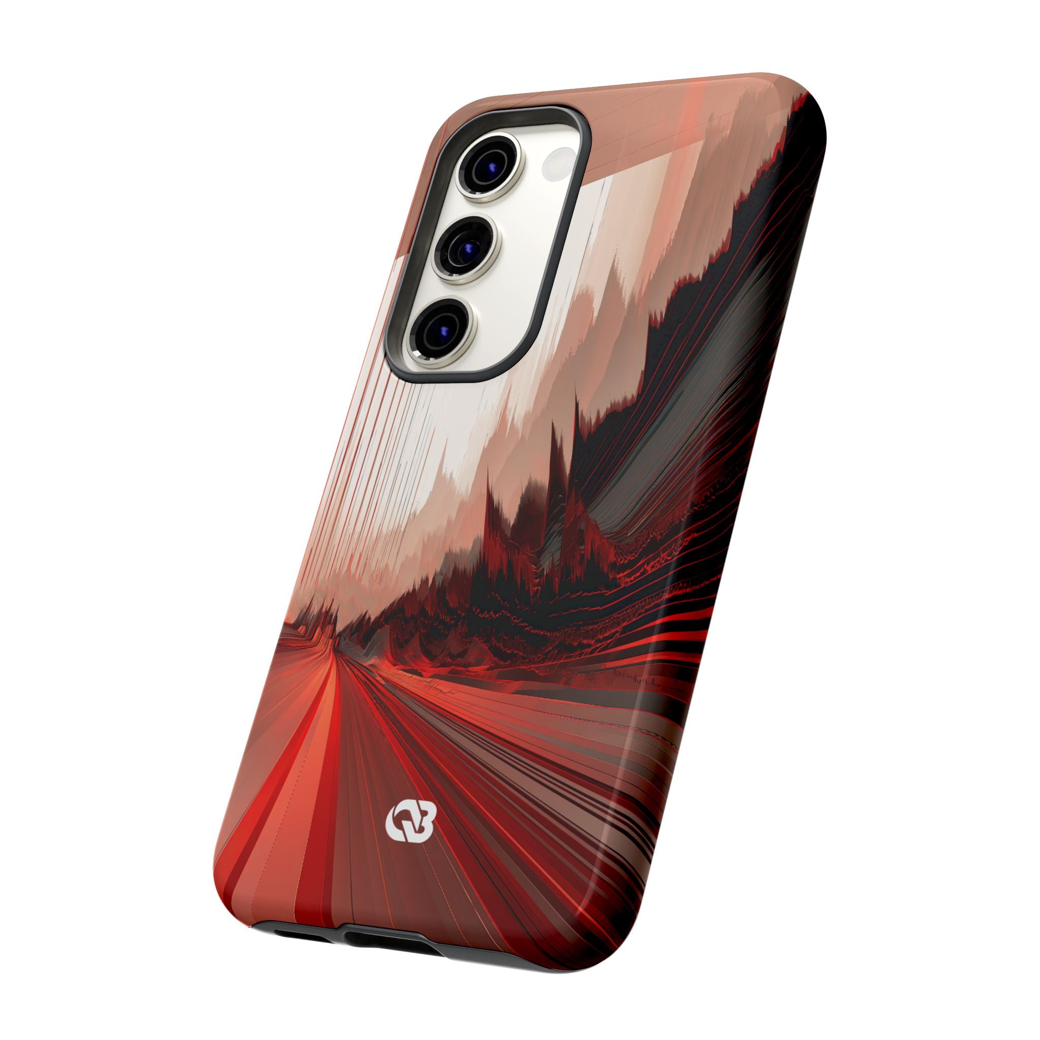 Red Tough Phone Case for Samsung - Crimson Pulse Horizon