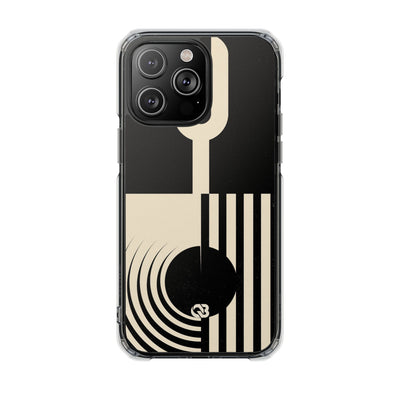 Black Impact MagSafe Phone Case for iPhone - Ivory Signal Grid
