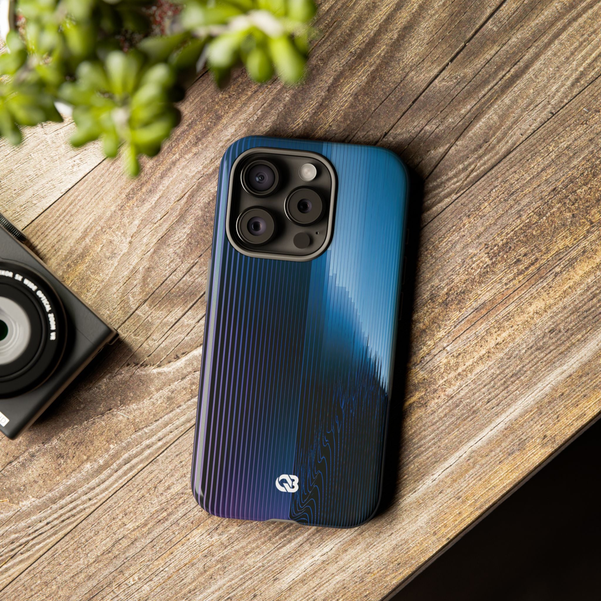 Blue Tough Phone Case for iPhone - Indigo Distortion Wave