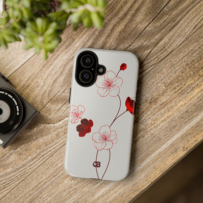 Red Tough Phone Case for iPhone - Kyoto Ember Bloom