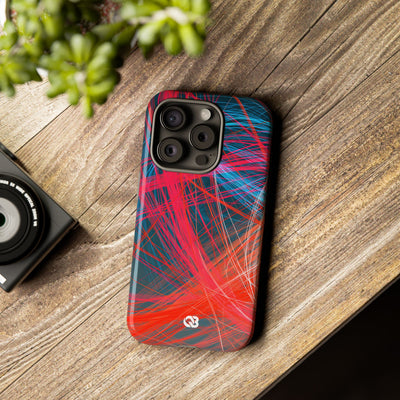 Neon Fiber Stream · Tough Phone Case for iPhone · Red
