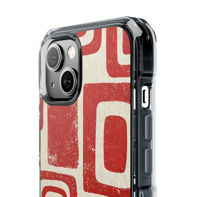Vermilion Block Motif · Clear Impact Magnetic Phone Case for iPhone · Red