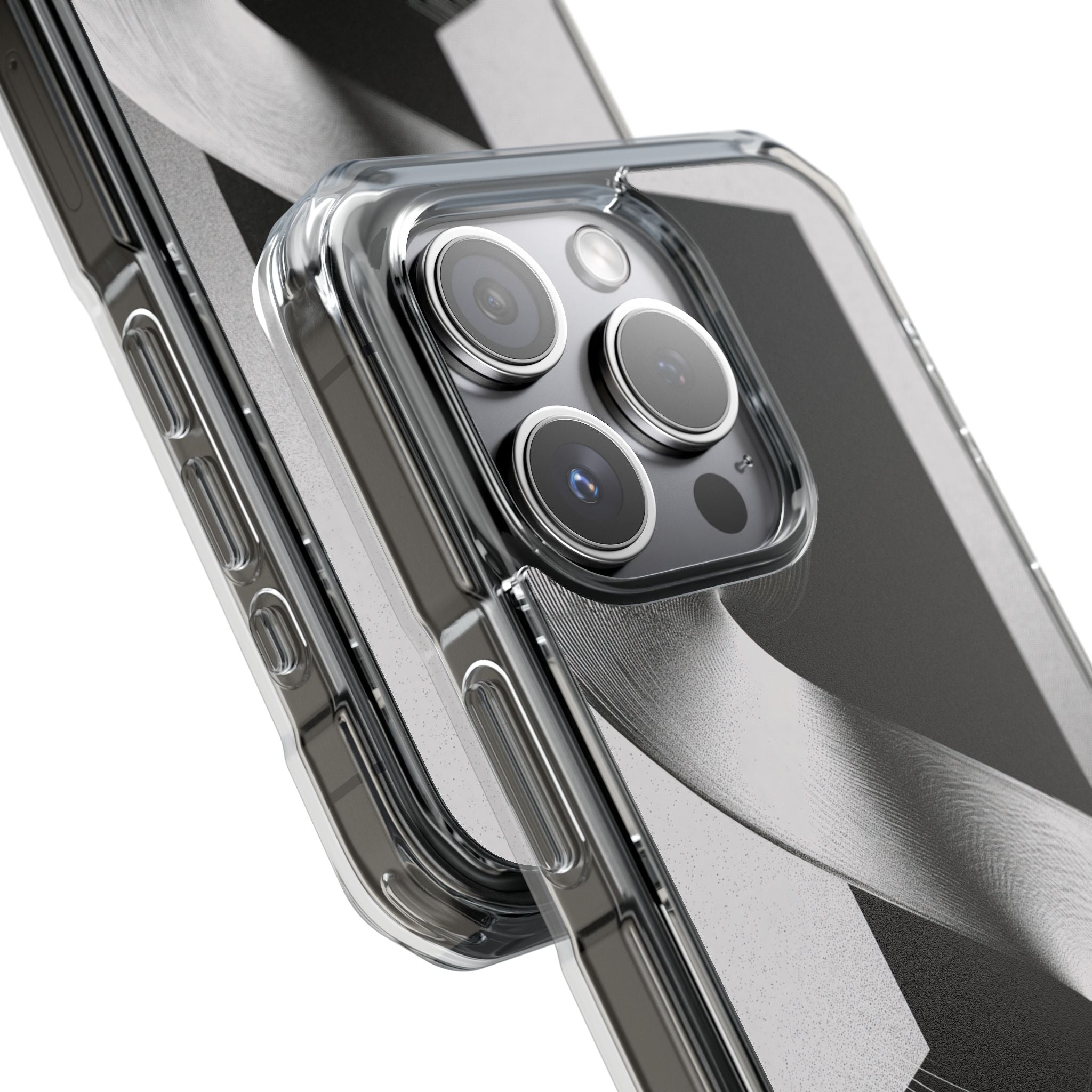 Grey Impact MagSafe Phone Case for iPhone - Obsidian Moiré Wave
