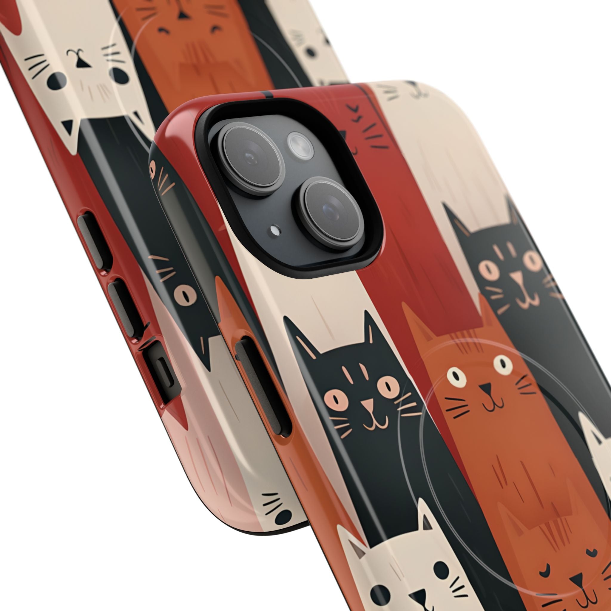 Elongated Cats Zwart iPhone 15 Plus Case - Tough+