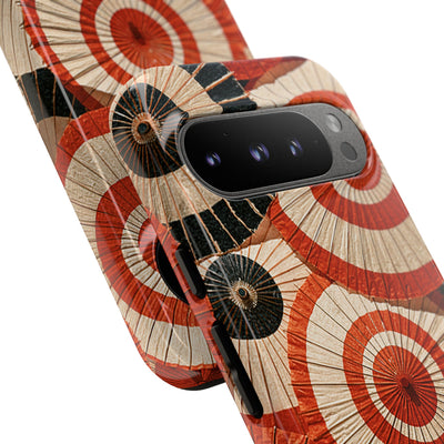 Vermilion Wagasa Motif · Tough Phone Case for Pixel ·  Red