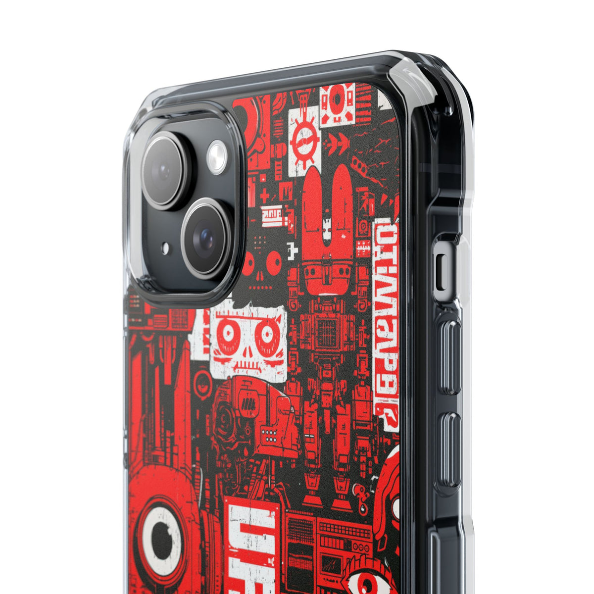 Neo Mecha Collage · Clear Impact Magnetic Phone Case for iPhone · Red