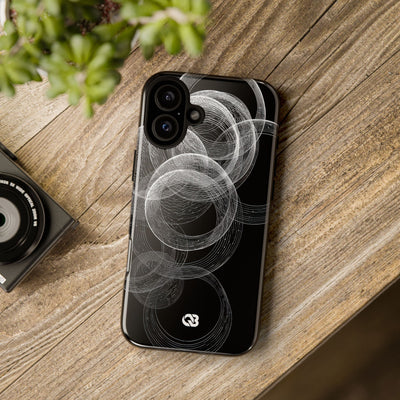 Black Tough Phone Case for iPhone - Kinetic Wireframe Orbit