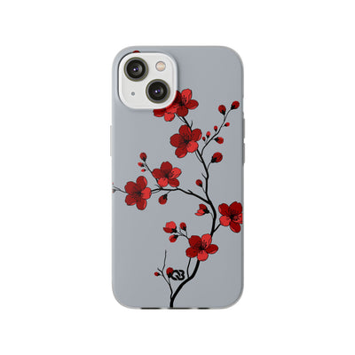 Grey Lite Phone Case for iPhone - Crimson Blossom Onyx