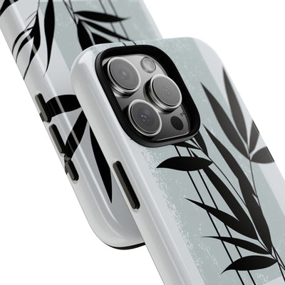 Grey Tough Phone Case for iPhone - Sage Bamboo Noir
