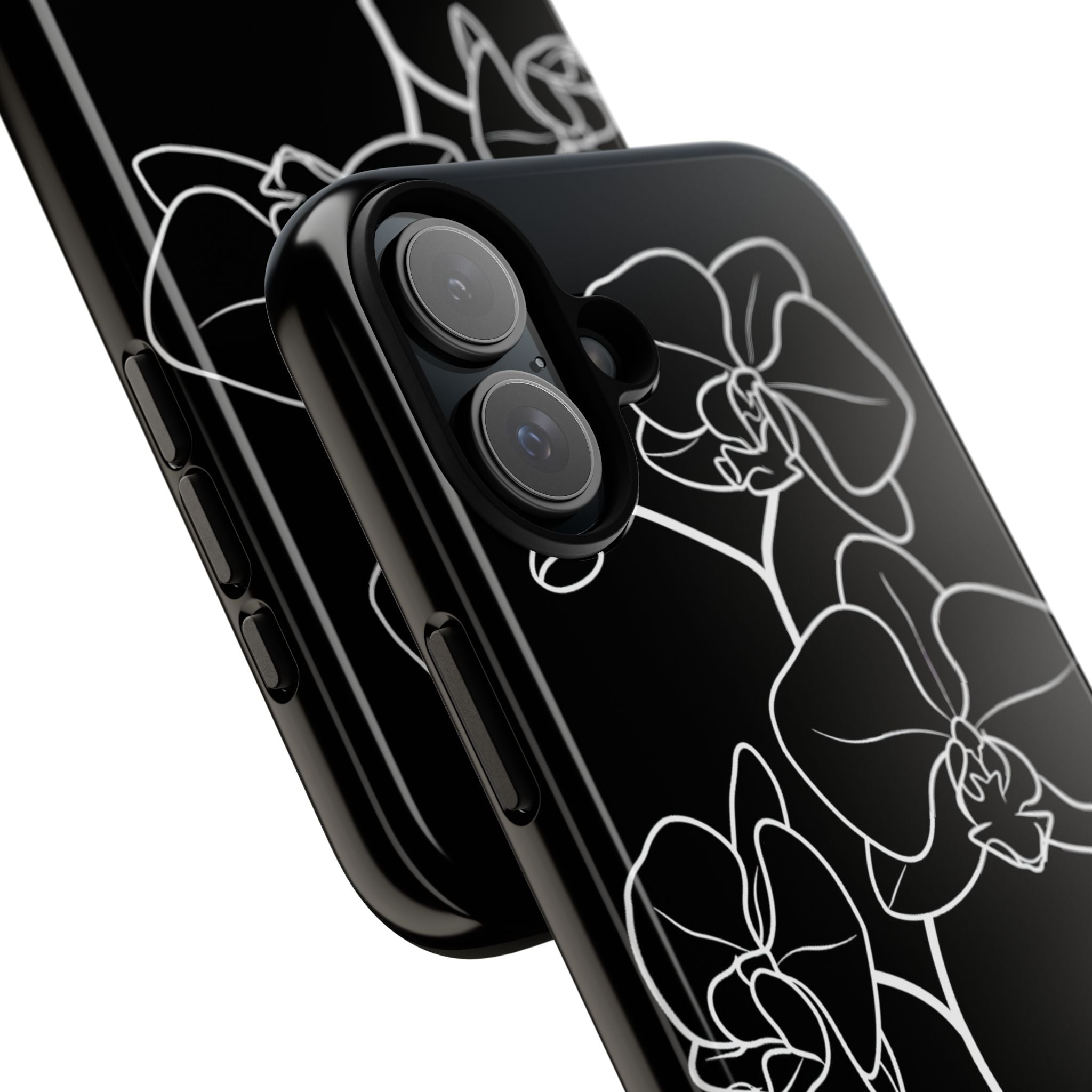 Black Tough Phone Case for iPhone - Noir Alabaster Orchid
