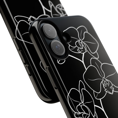 Black Tough Phone Case for iPhone - Noir Alabaster Orchid