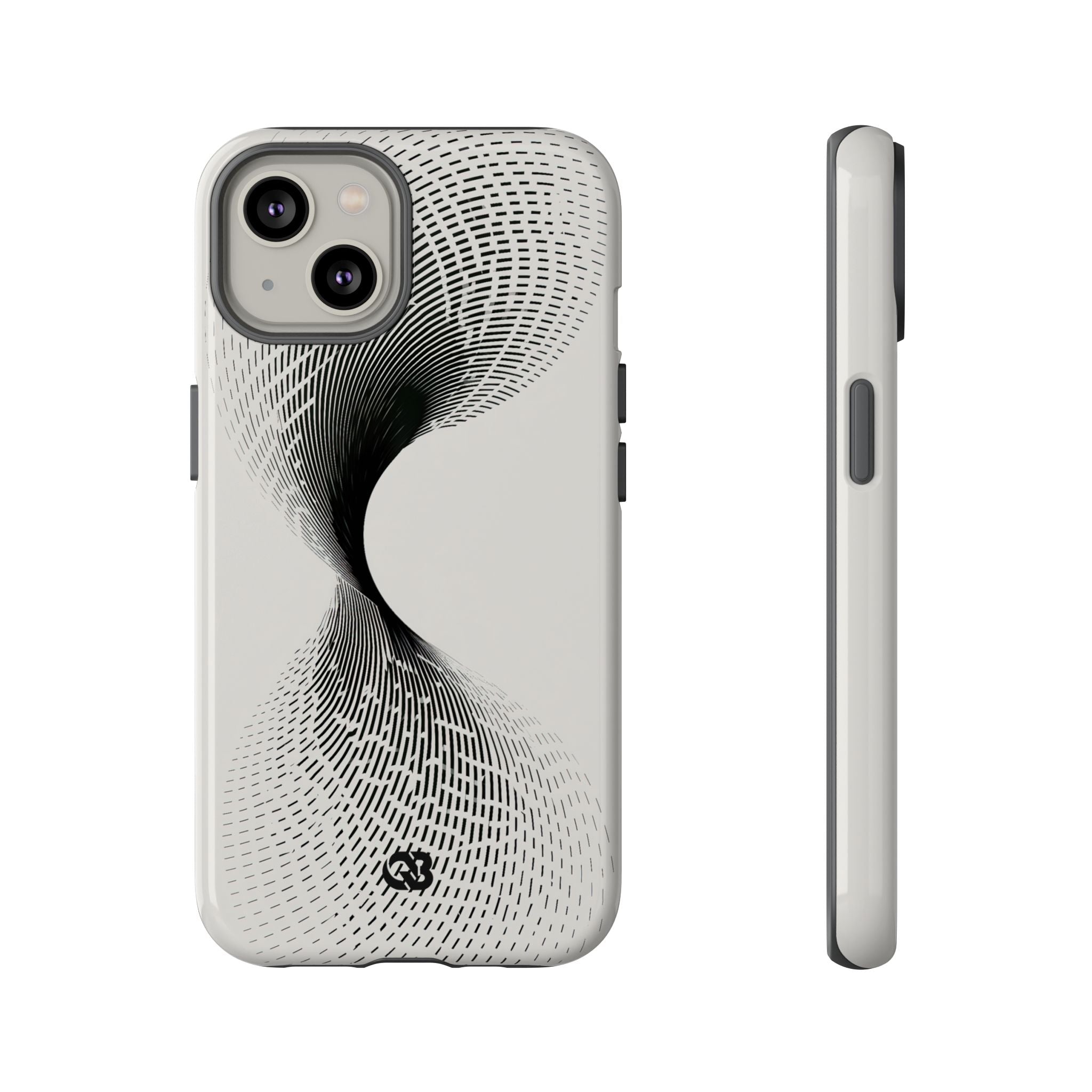 White Tough Phone Case for iPhone - Linear Torsion Grid