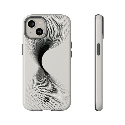 White Tough Phone Case for iPhone - Linear Torsion Grid