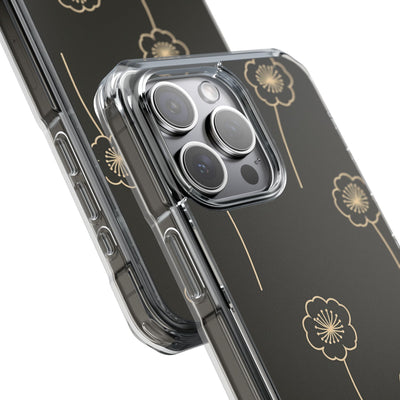Black Impact MagSafe Phone Case for iPhone - Obsidian Sand Petals