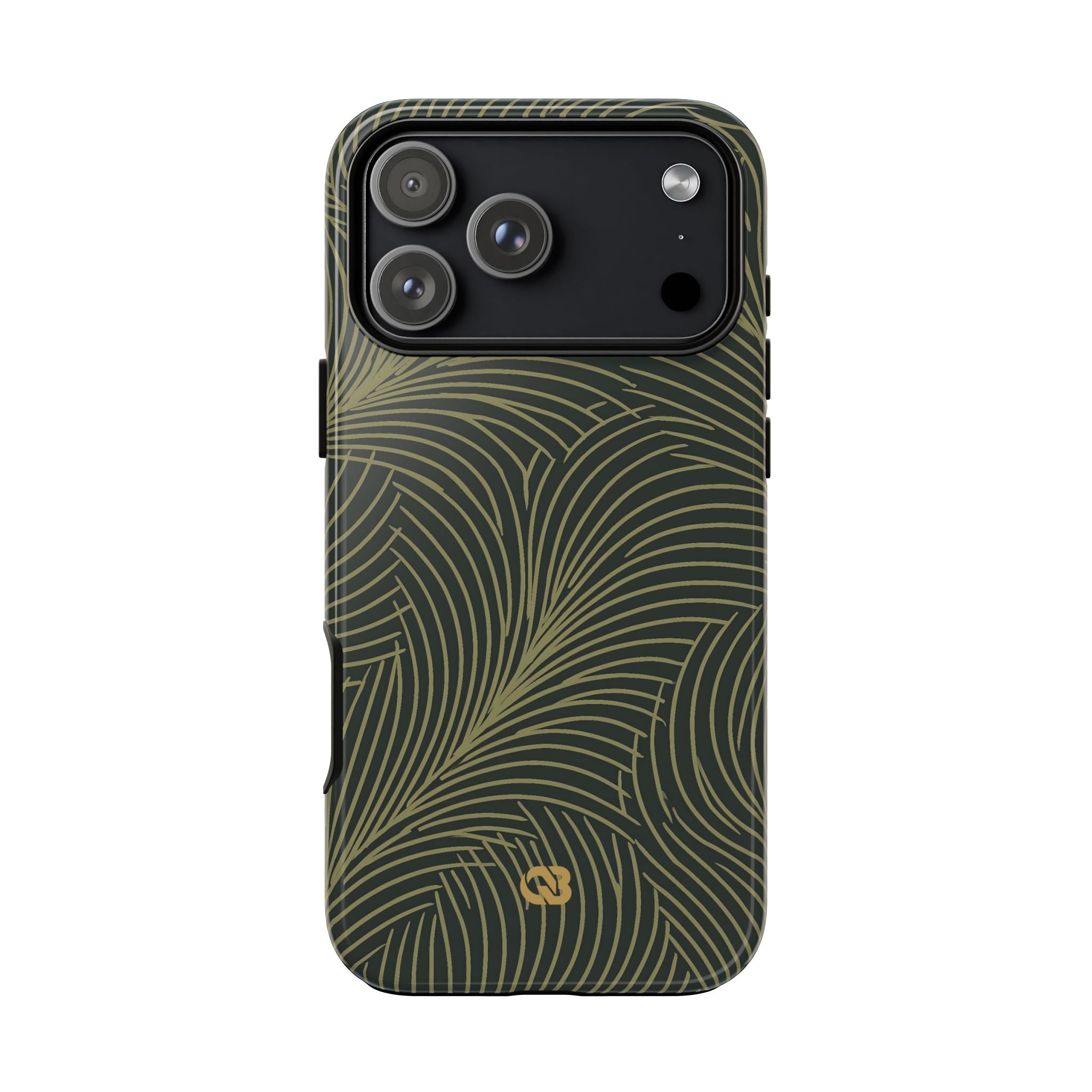 Green Tough Phone Case for iPhone - Dark Olive Plume