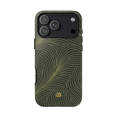 Green Tough Phone Case for iPhone - Dark Olive Plume