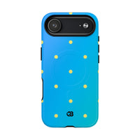 Cassa Tough+ con punti blu ciano · Cover Magsafe