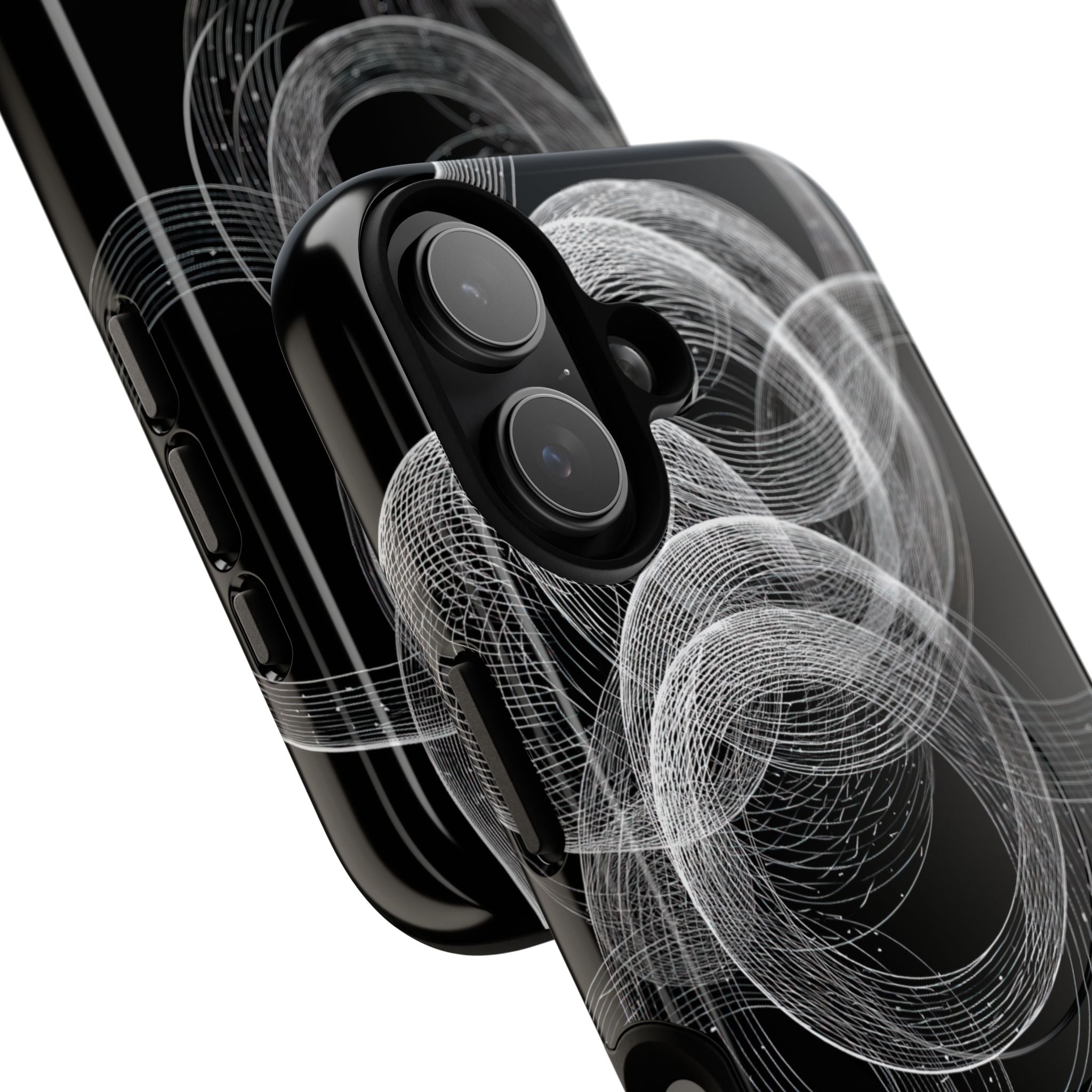 Black Tough 2.0 Magsafe Phone Case for iPhone - Kinetic Wireframe Orbit