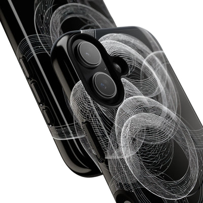 Black Tough 2.0 Magsafe Phone Case for iPhone - Kinetic Wireframe Orbit