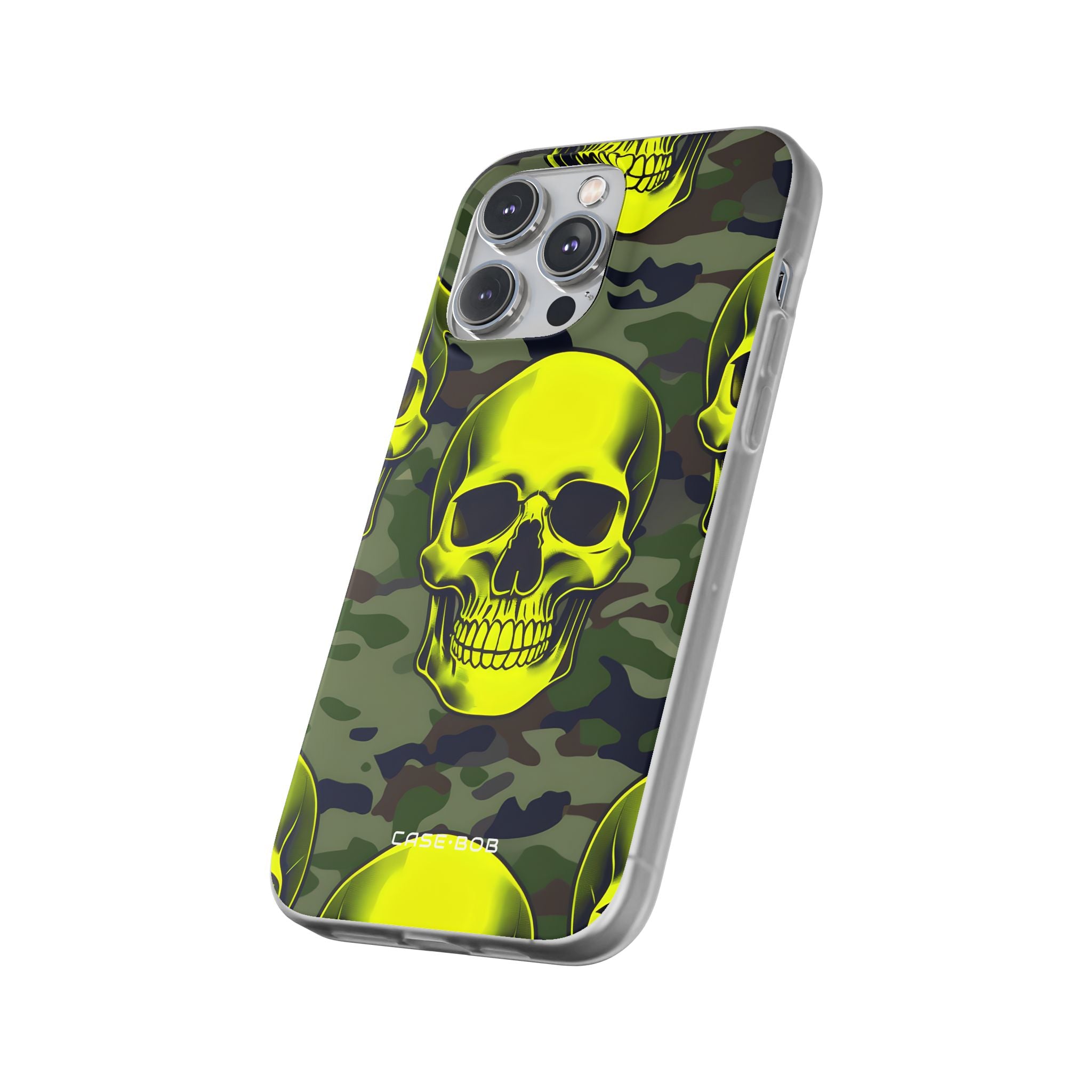 Neon Schädel Camo iPhone 14 Pro Max Case - Soft