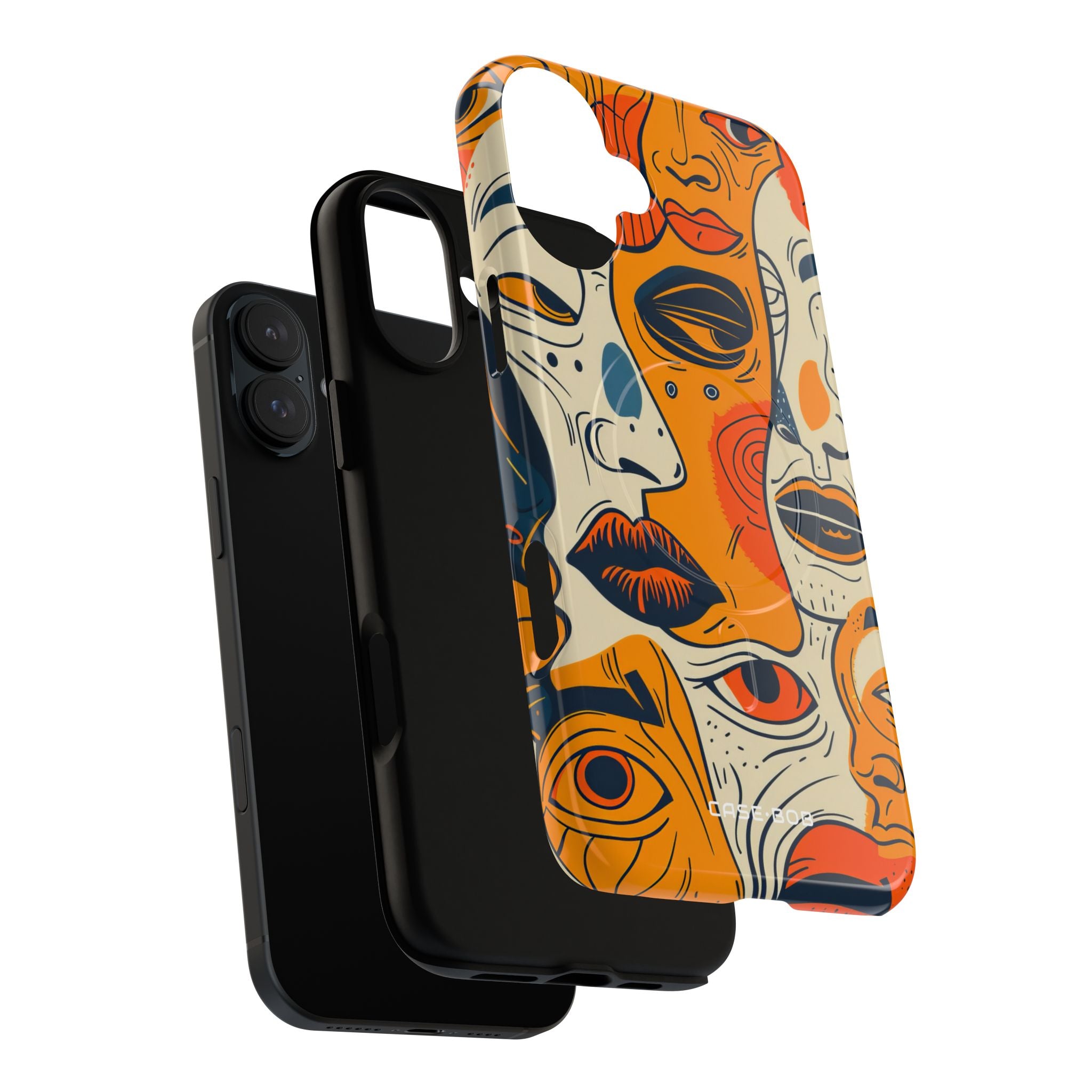 Verwickelte Gesichter Sonnenuntergang iPhone 16 Plus Case - Tough+