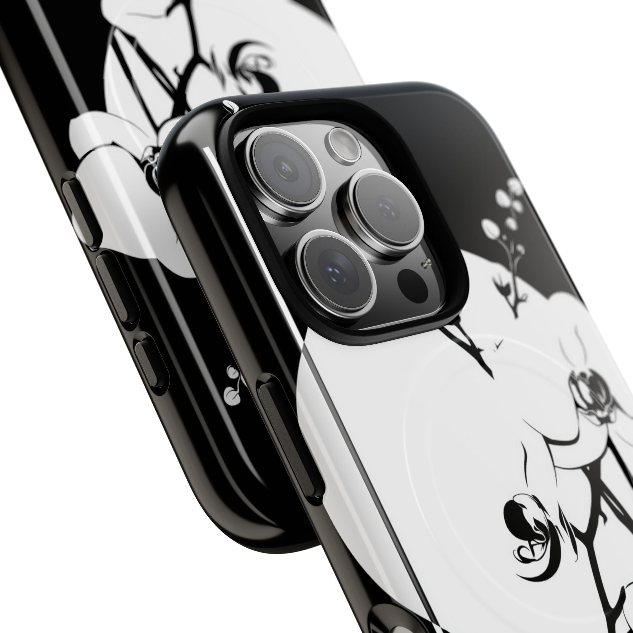 Black Tough 2.0 Magsafe Phone Case for iPhone - Lunar Orchid Grid
