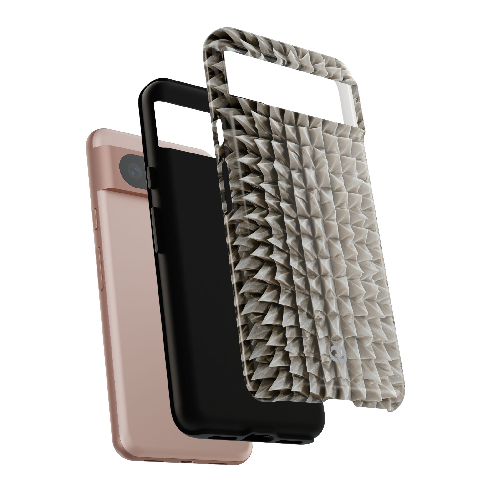 Beige Tough Phone Case for Google Pixel - Bone Spiked Grid