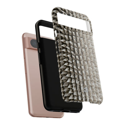 Beige Tough Phone Case for Google Pixel - Bone Spiked Grid