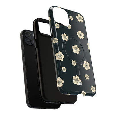 Teal Tough 2.0 Magsafe Phone Case for iPhone - Obsidian Cream Petals