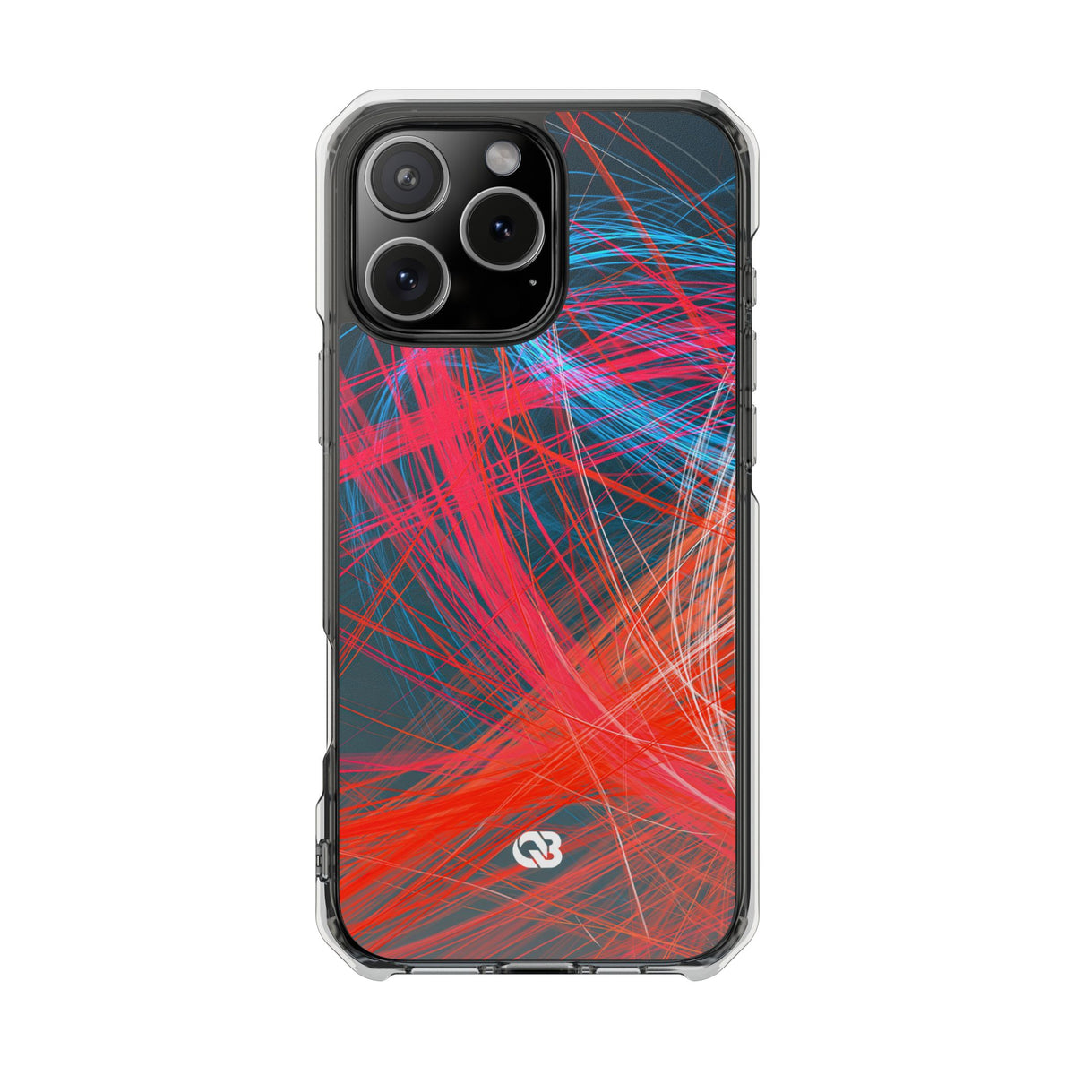 Neon Fiber Stream · Clear Impact Magnetic Phone Case for iPhone · Red