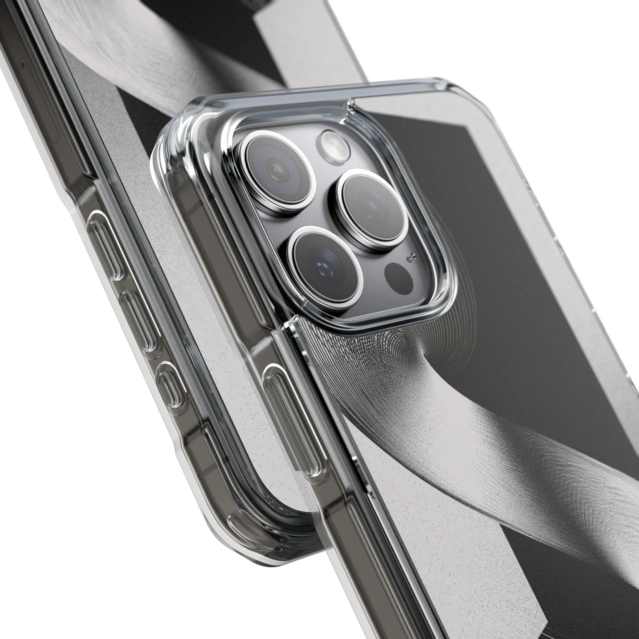 Grey Impact MagSafe Phone Case for iPhone - Obsidian Moiré Wave