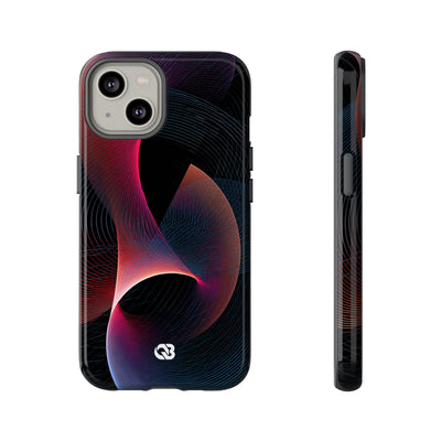 Black Tough Phone Case for iPhone - Cobalt Crimson Flux