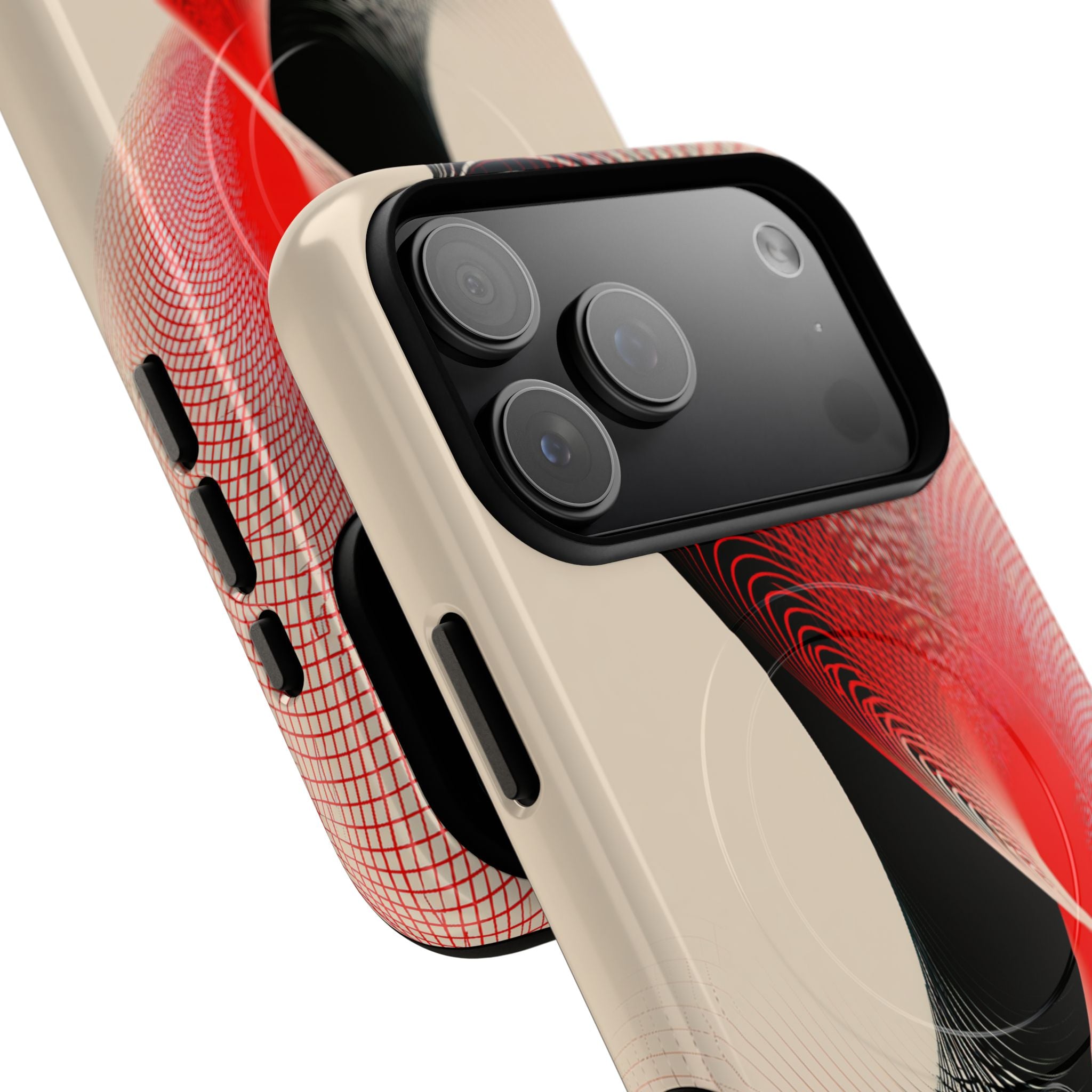 Red Tough 2.0 Magsafe Phone Case for iPhone - Crimson Grid Vortex