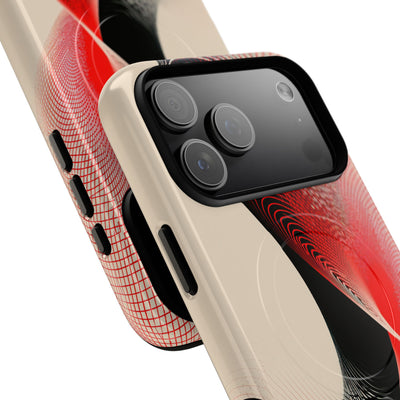 Red Tough 2.0 Magsafe Phone Case for iPhone - Crimson Grid Vortex