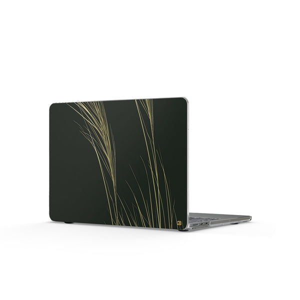 Golden Whispering Reeds · Clear Hard Case for MacBook · Green