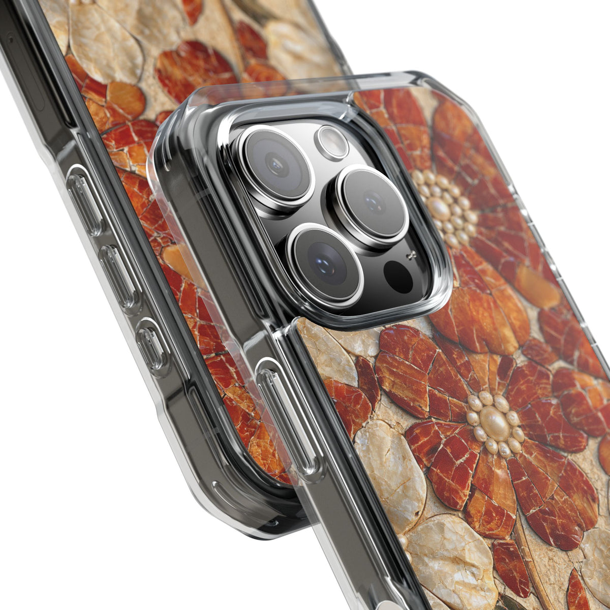 Carnelian Pearl Bloom · Clear Impact Magnetic Phone Case for iPhone · Orange