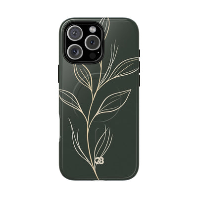 Minimal Botanical Stem · Tough 2.0 Magnetic Phone Case for iPhone · Green