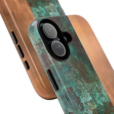 Teal Tough Phone Case for iPhone - Verdigris Copper Slab