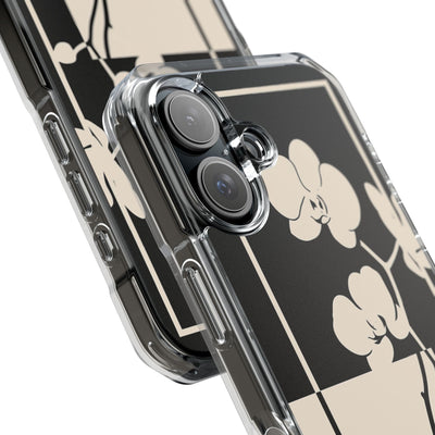 Beige Impact MagSafe Phone Case for iPhone - Nocturnal Orchid Frame