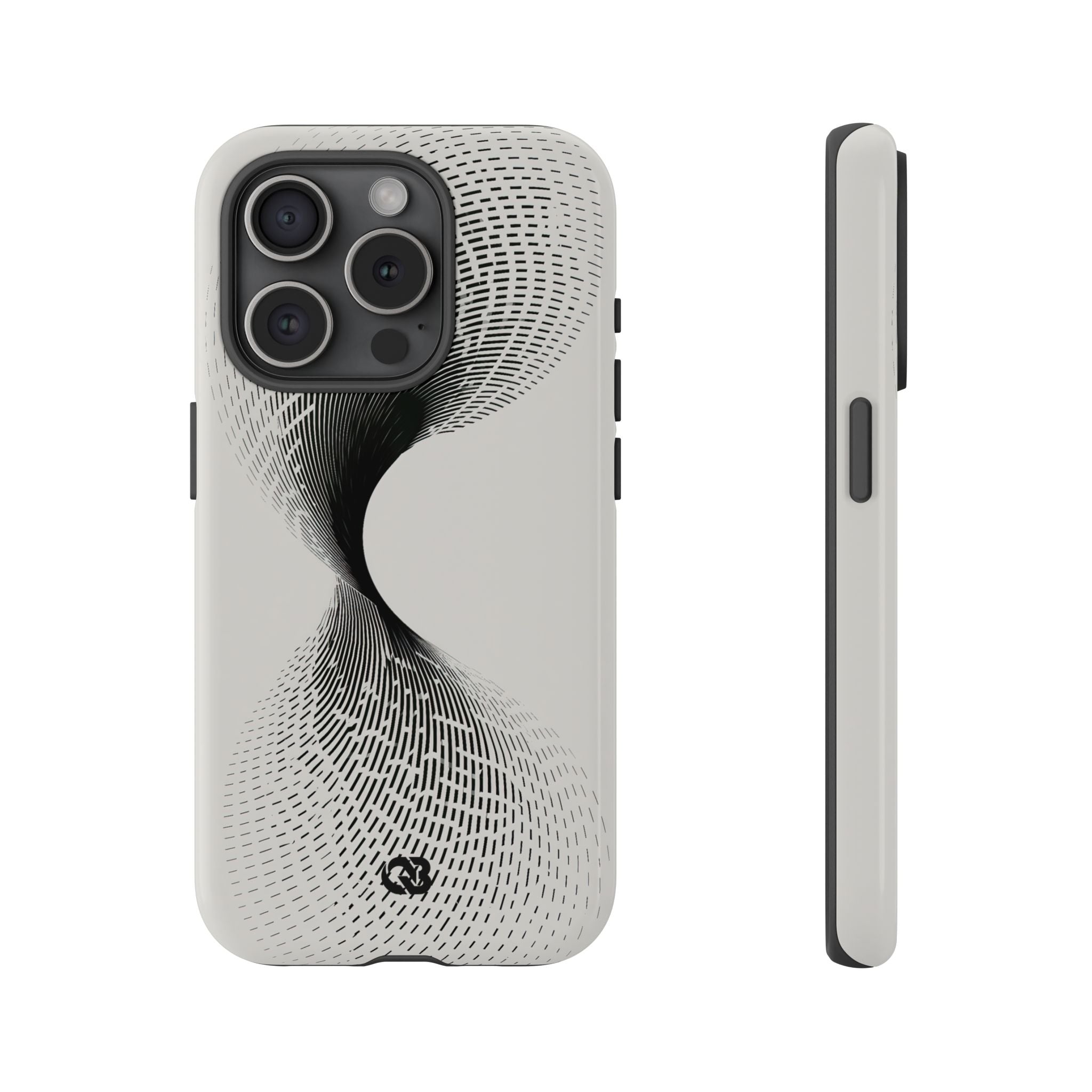 White Tough Phone Case for iPhone - Linear Torsion Grid