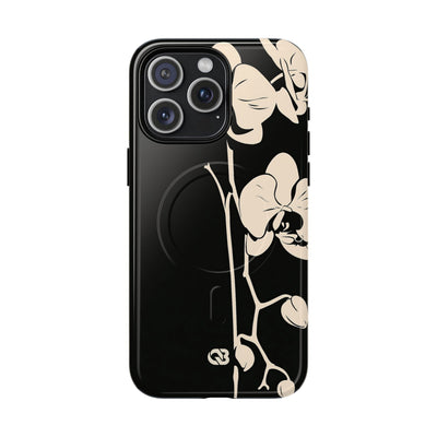 Black Tough 2.0 Magsafe Phone Case for iPhone - Obsidian Bone Orchid