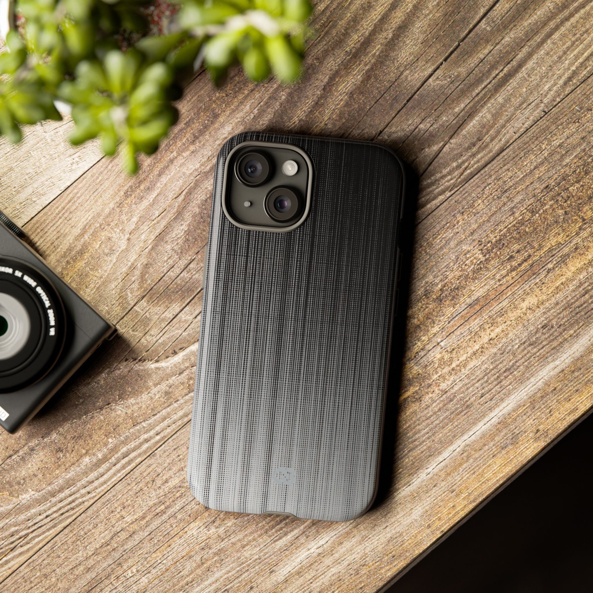 Grey Tough Phone Case for iPhone - Static Vertical Dither