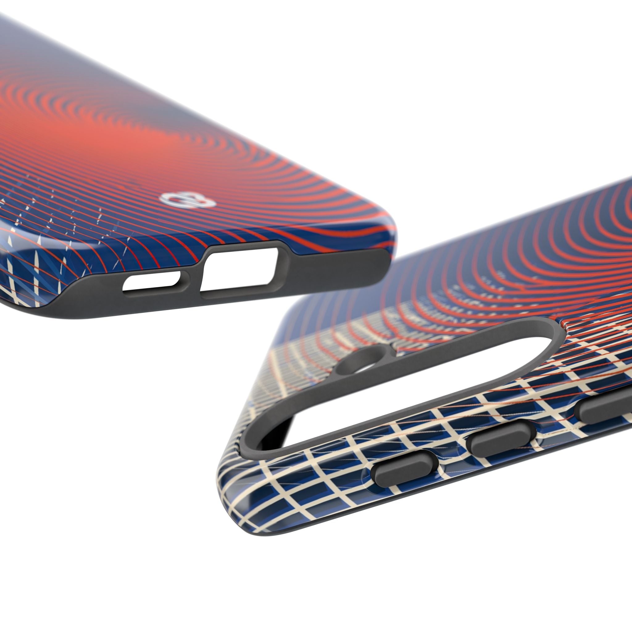 Blue Tough Phone Case for Samsung - Orange Orbit Grid