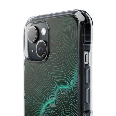 Teal Impact MagSafe Phone Case for iPhone - Neon Jade Contour