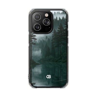 Misty Pine Reflections · Clear Impact Magnetic Phone Case for iPhone ·  Green