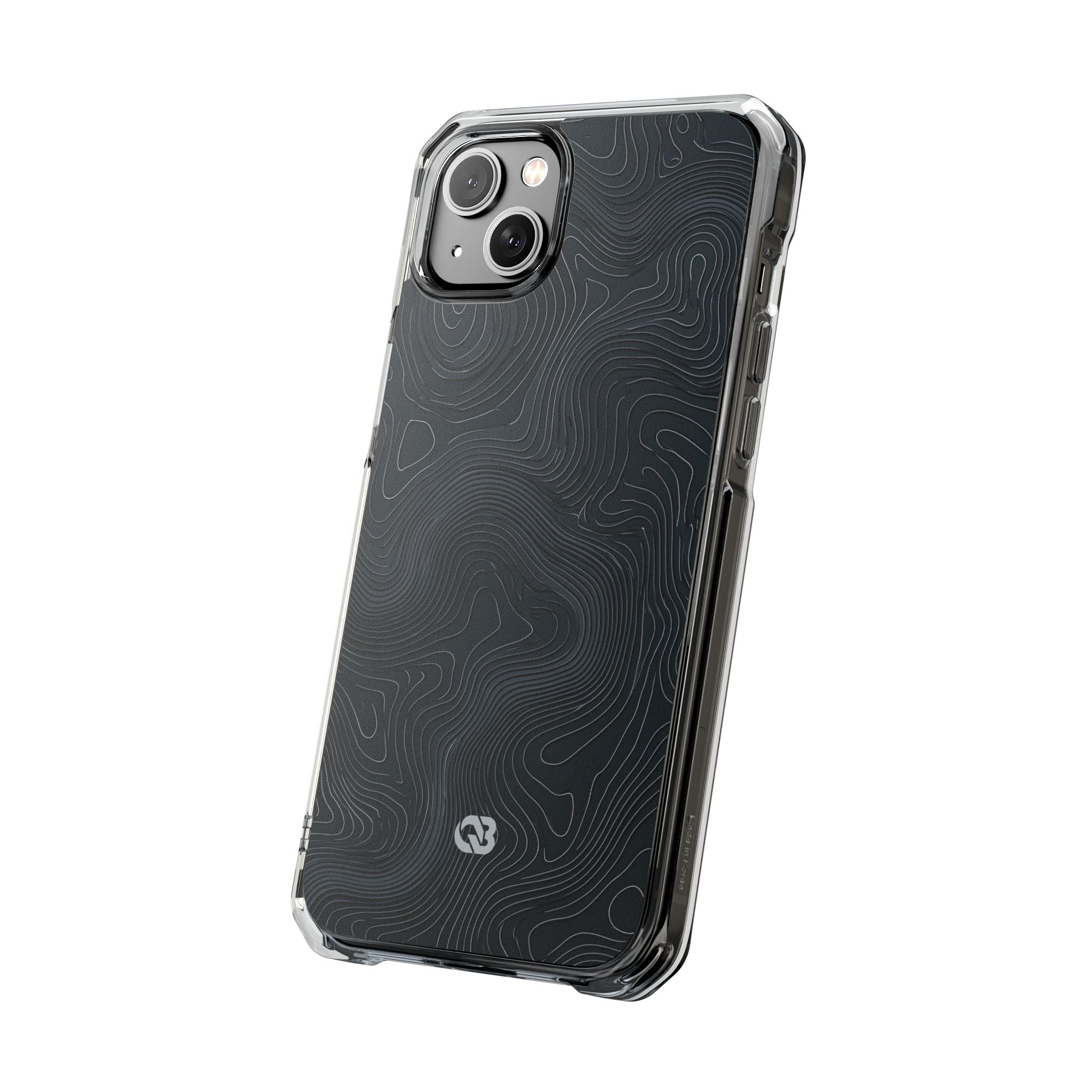 Black Impact MagSafe Phone Case for iPhone - Obsidian Ridge Topo