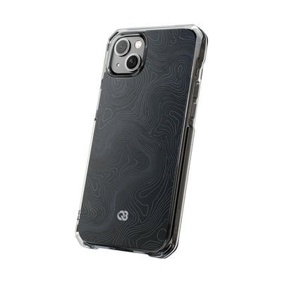 Black Impact MagSafe Phone Case for iPhone - Obsidian Ridge Topo