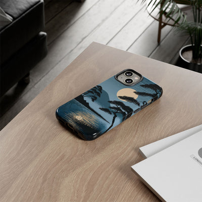Blue Tough Phone Case for iPhone - Midnight Kyoto Pine